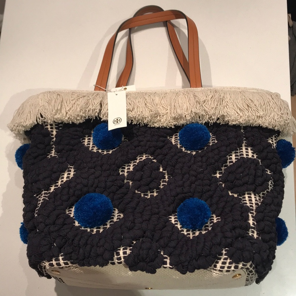 Tory Burch Large Pom Pom Tote